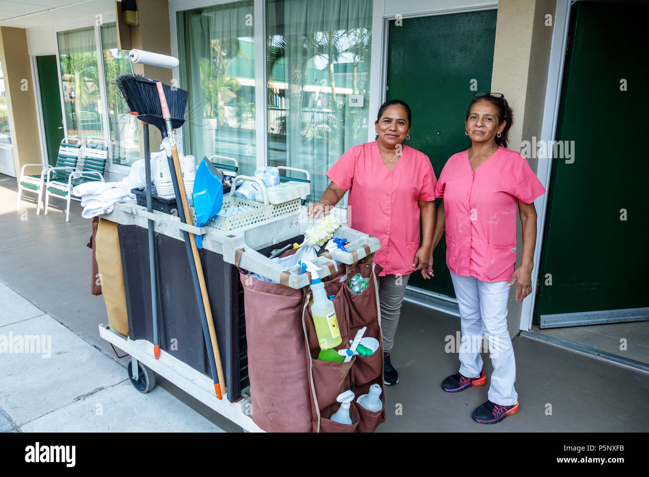 Housekeeping staff cleaning towels at Days Inn in Port Charlotte