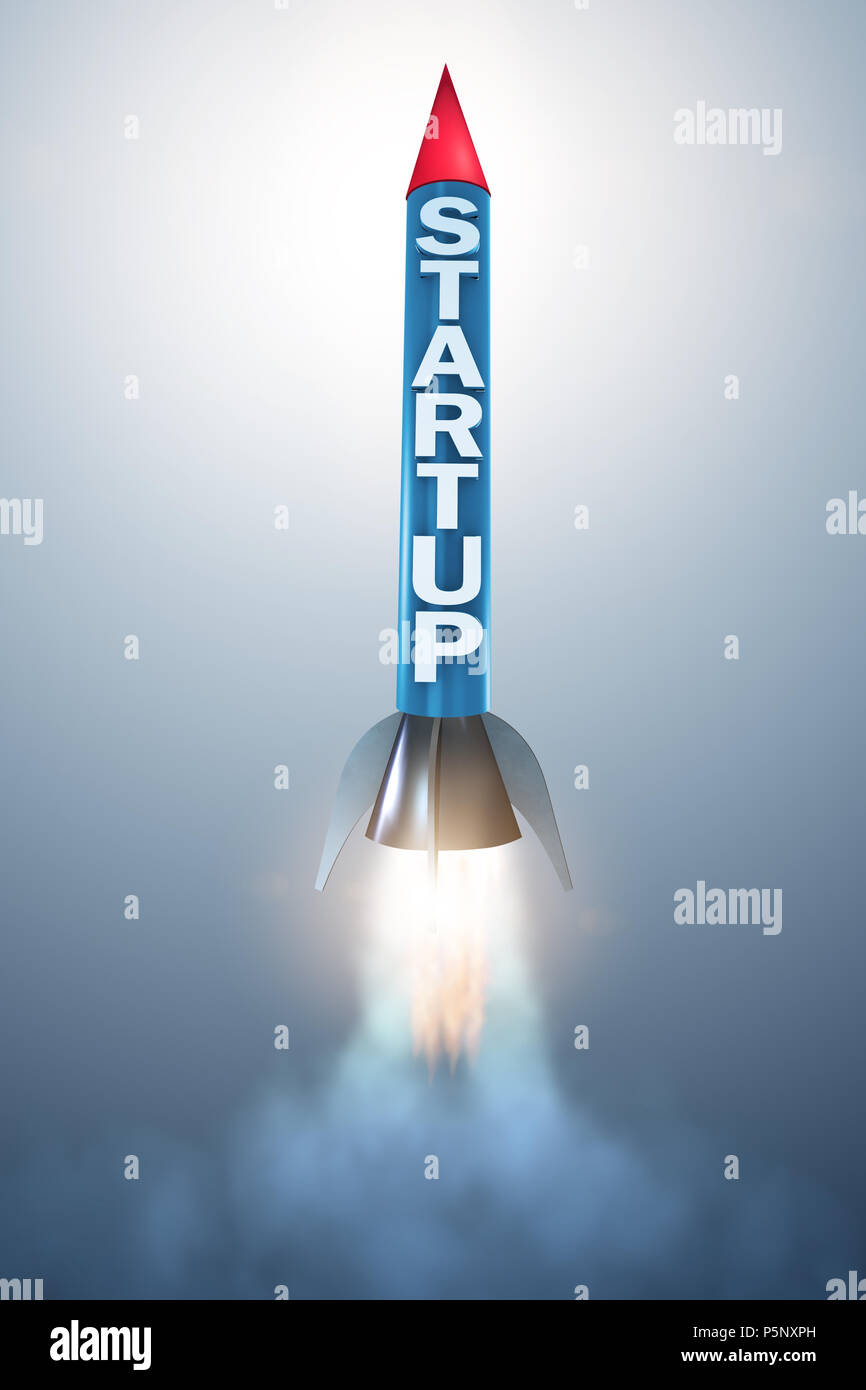 Rocket in business start-up concept - 3d rendering Stock Photo - Alamy