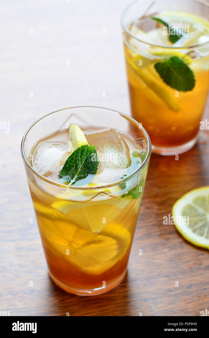 Lemon iced tea with mint, Frech Cold Drink Stock Photo