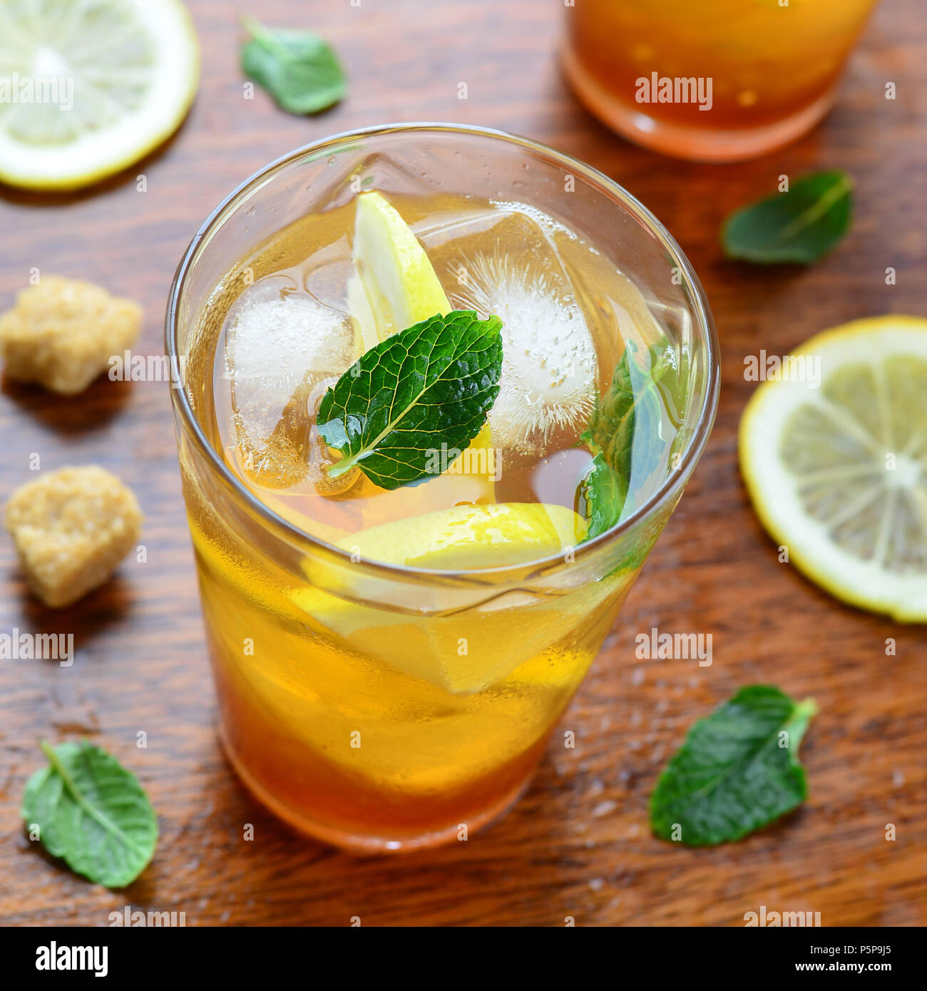 Lemon iced tea with mint, Frech Cold Drink Stock Photo - Alamy