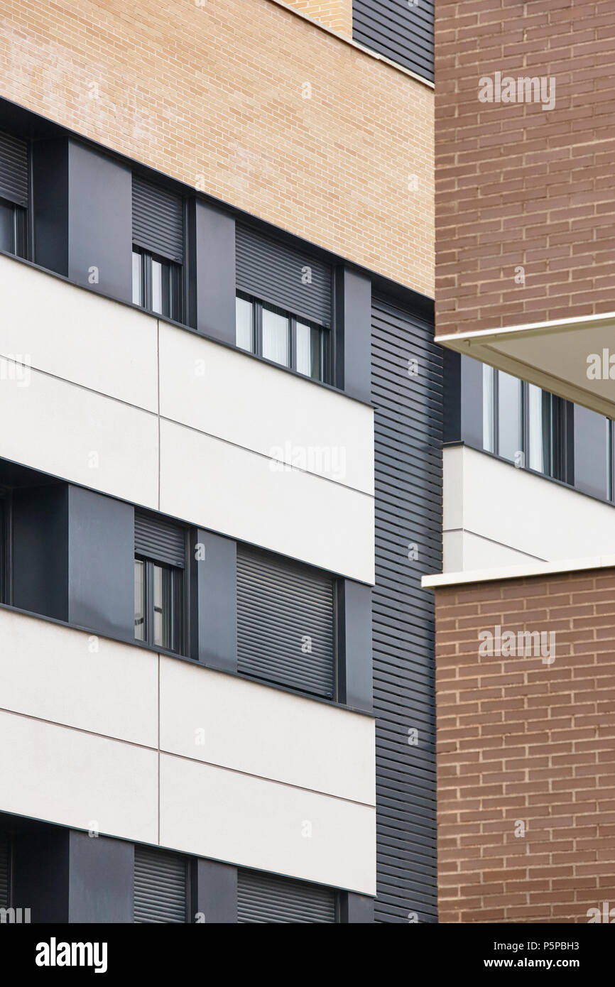 New brick building exterior facade. Construction industry. Buy, rent