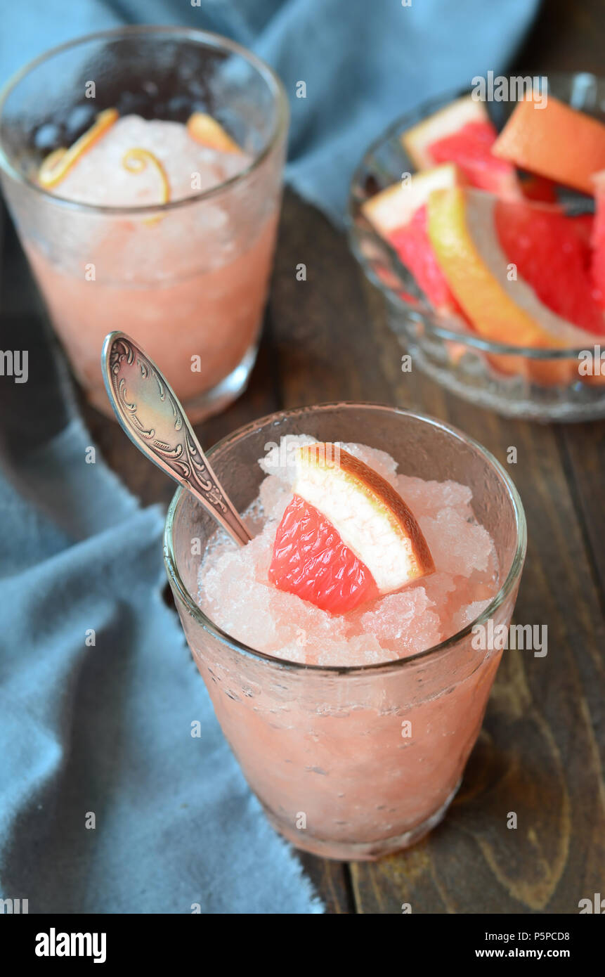 Grapefruit Granita, Italian Frozen Dessert, Citrus Iced Dessert Stock