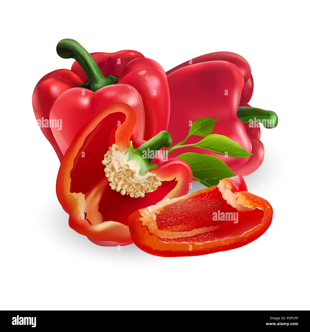 Red pepper on white background Stock Photo