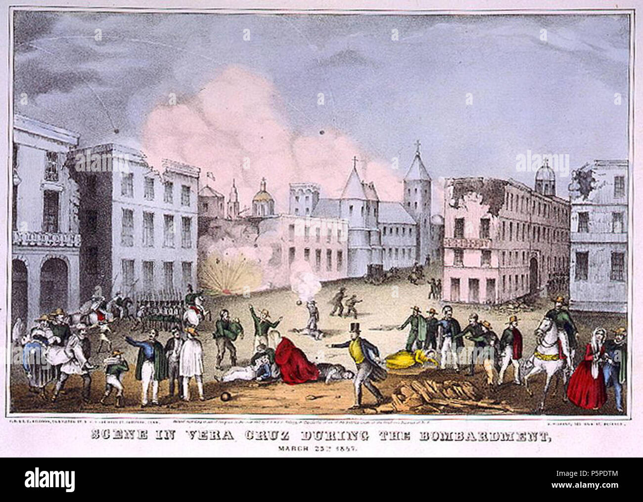 N/A. English Scene in Veracruz during the bombardment, March 25, 1847 Español Asedio de