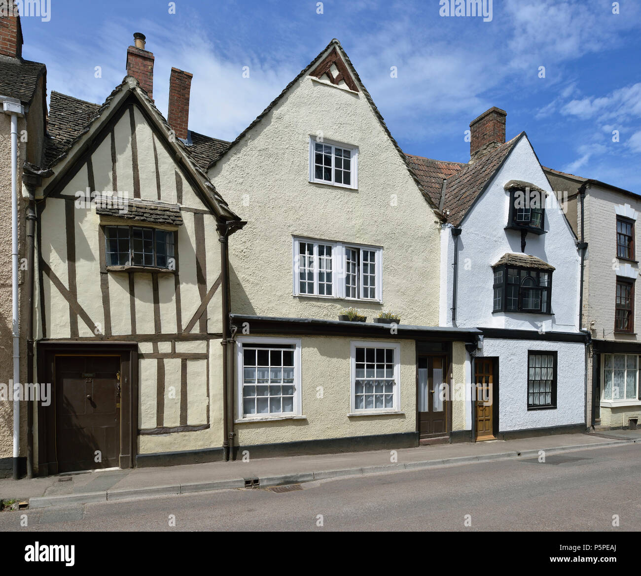 16 century Grade II listed houses, Market Street, Wotton Under Edge, Gloucestershire Stock Photo