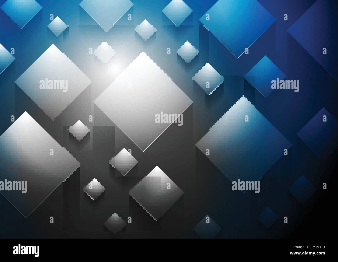 Dark blue tech 3d cubes vector abstract futuristic modern background ...
