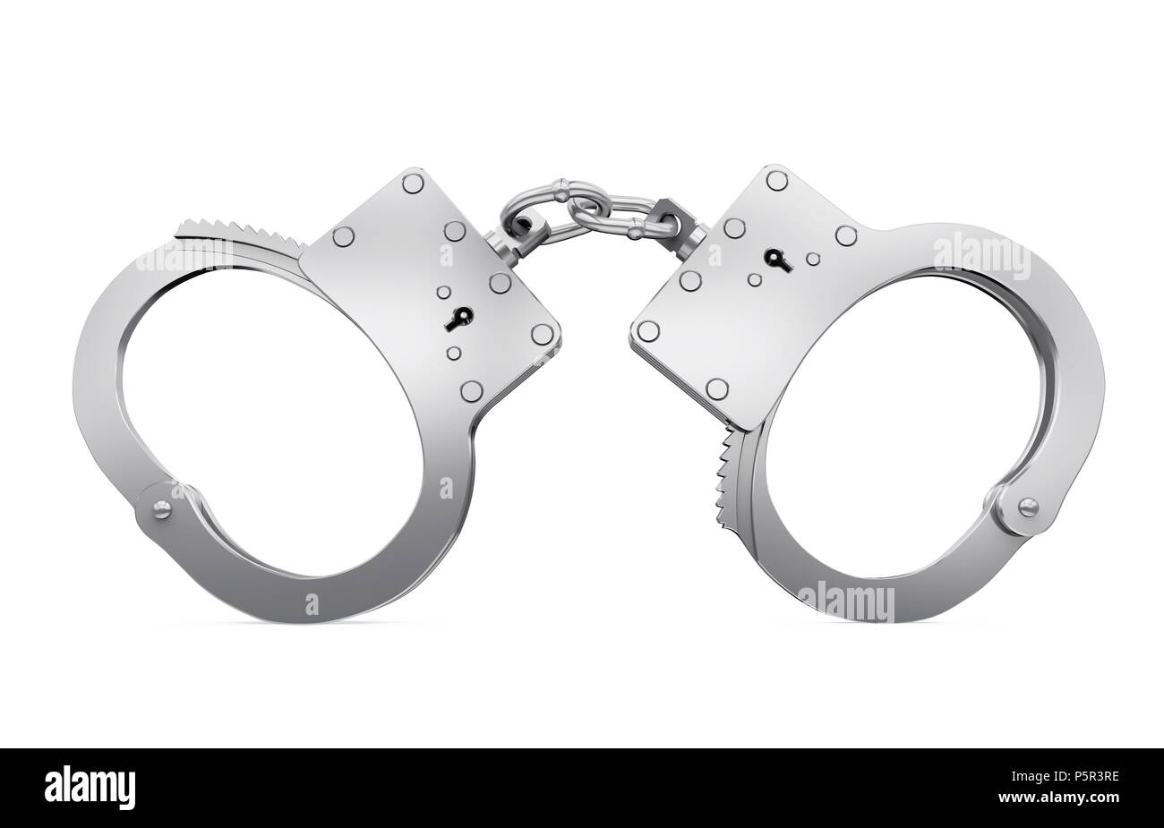 Metal Handcuffs Isolated Stock Photo - Alamy