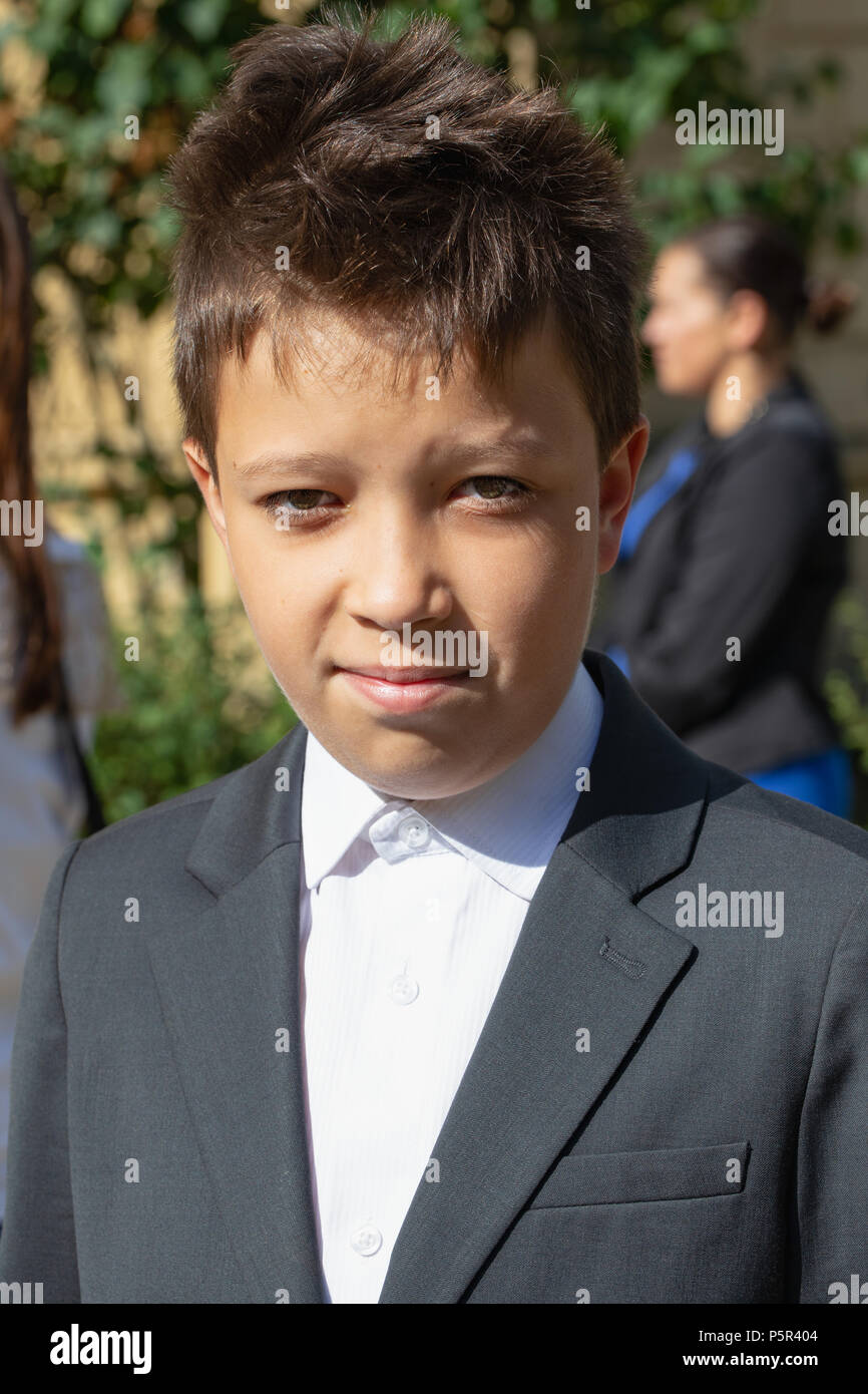 Absolvent, going for success, graduate, finishing school year. . Boy portrait. Stock Photo