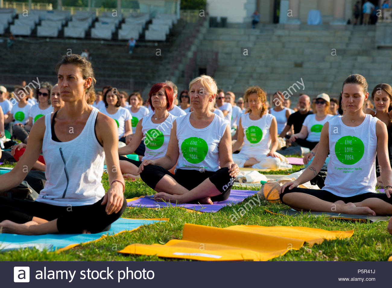 International Yoga Day At The Arena Civica In Milano Parco Sempione Stock Photo Alamy