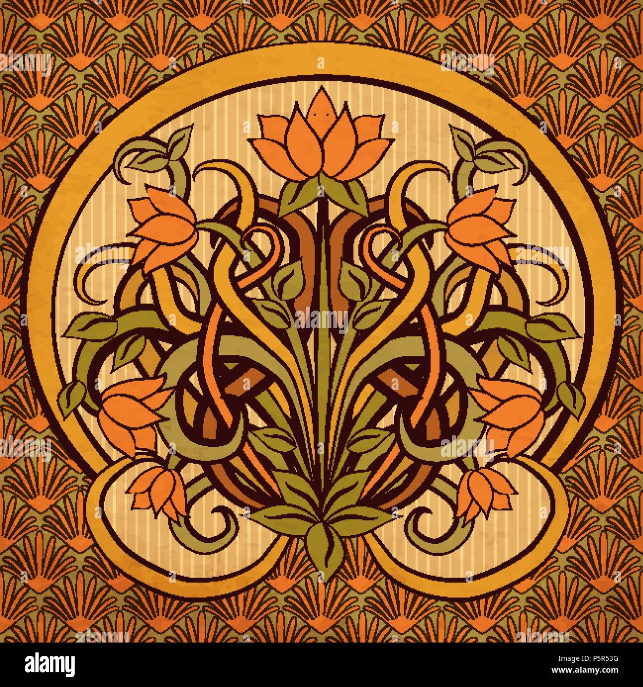 Floral background in art nouveau style, vector illustration Stock ...