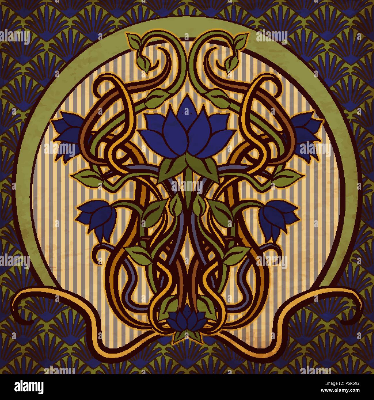 Floral background in art nouveau style, vector illustration Stock Vector