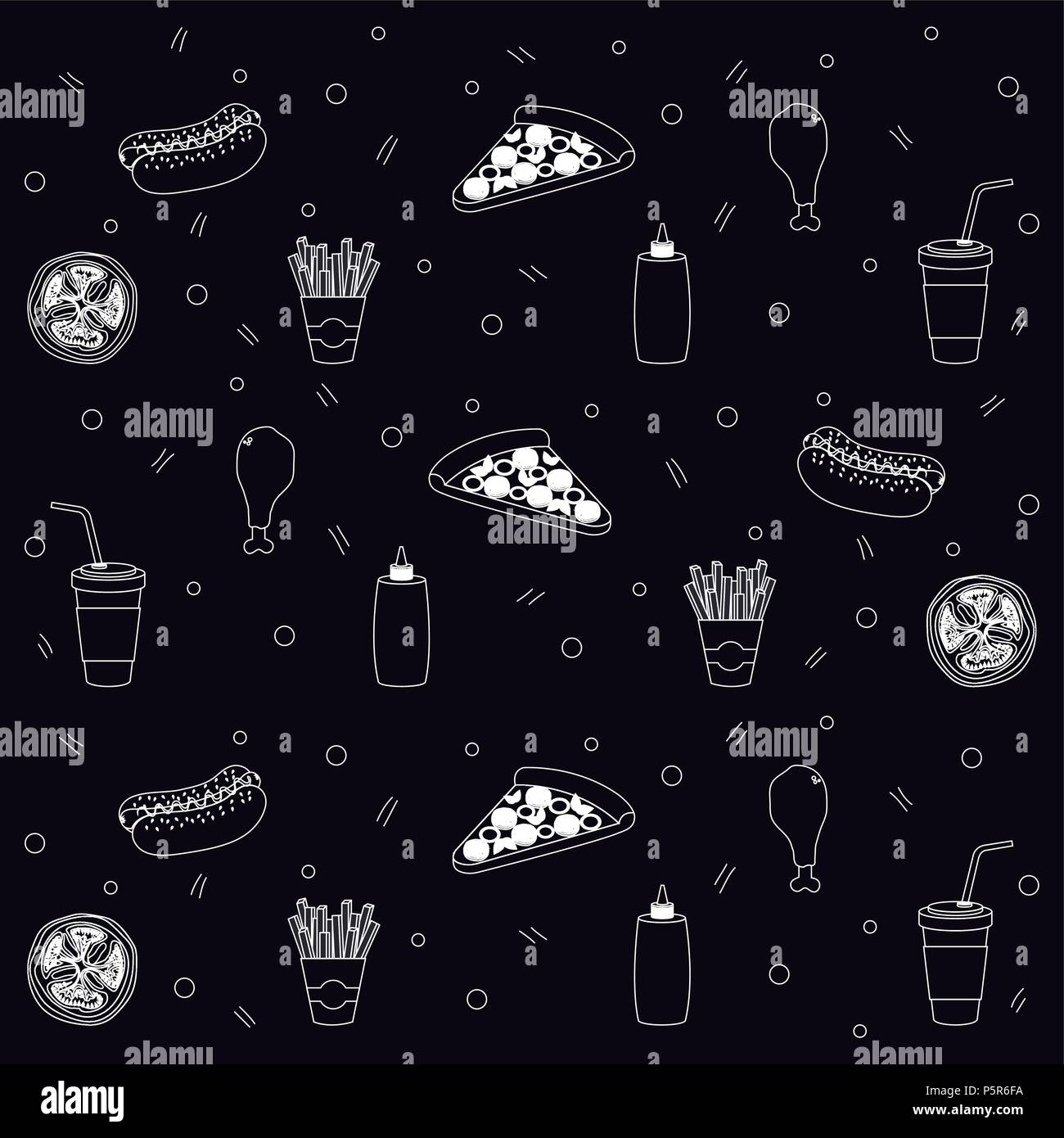 delicious fast food pattern background Stock Vector Image & Art - Alamy