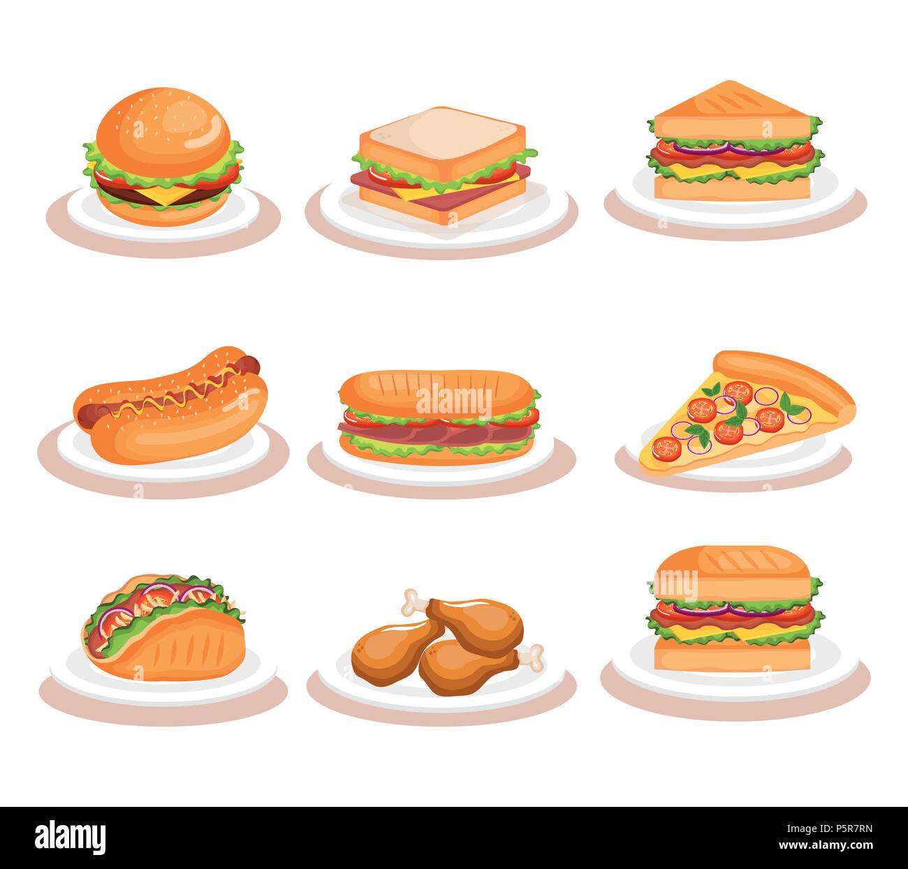 delicious fast food icons Stock Vector Image & Art - Alamy