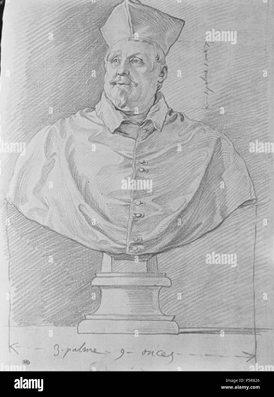 N/A. Italiano: Busto di Scipione Borghese (Bernini), disegno, 26,0 x 19,0 cm, Paris, Louvre . 18th century. Edmé Bouchardon (1698-1762) 226 Bouchardon Scipione Borghese 1 Stock Photo