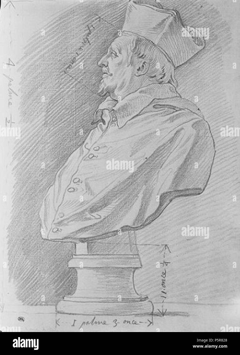 N/A. Italiano: Busto di Scipione Borghese (Bernini), disegno, 25,8 x 19,0 cm., Paris, Louvre . 18th century. Edmé Bouchardon (1698-1762) 226 Bouchardon Scipione Borghese Stock Photo