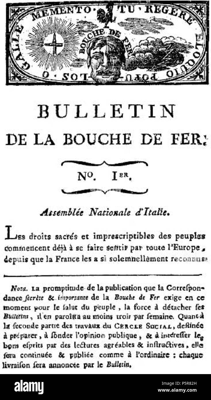 N/A. French Revolution cover from 'La Bouche de Fer' broadside . 1790
