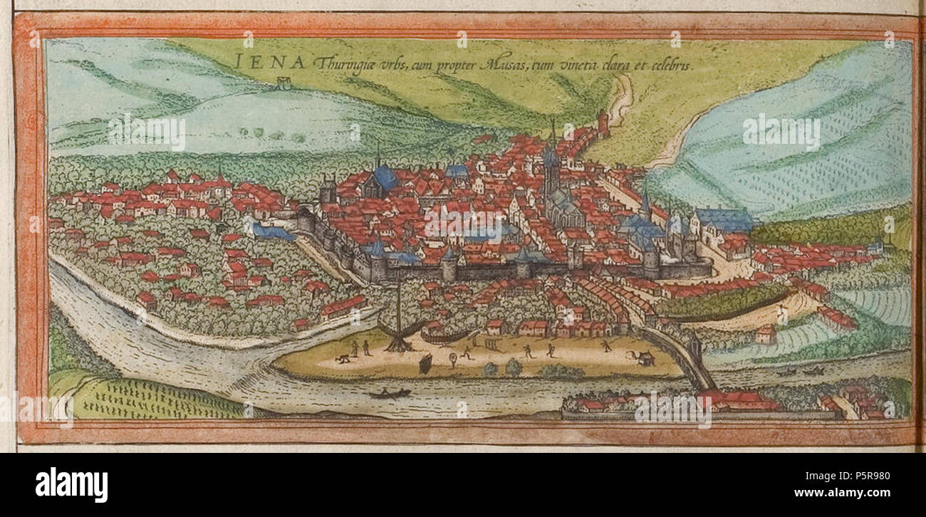 N/A. Jena . 1572. Georg Braun; Frans Hogenberg 230 Braun Jena UBHD Stock Photo