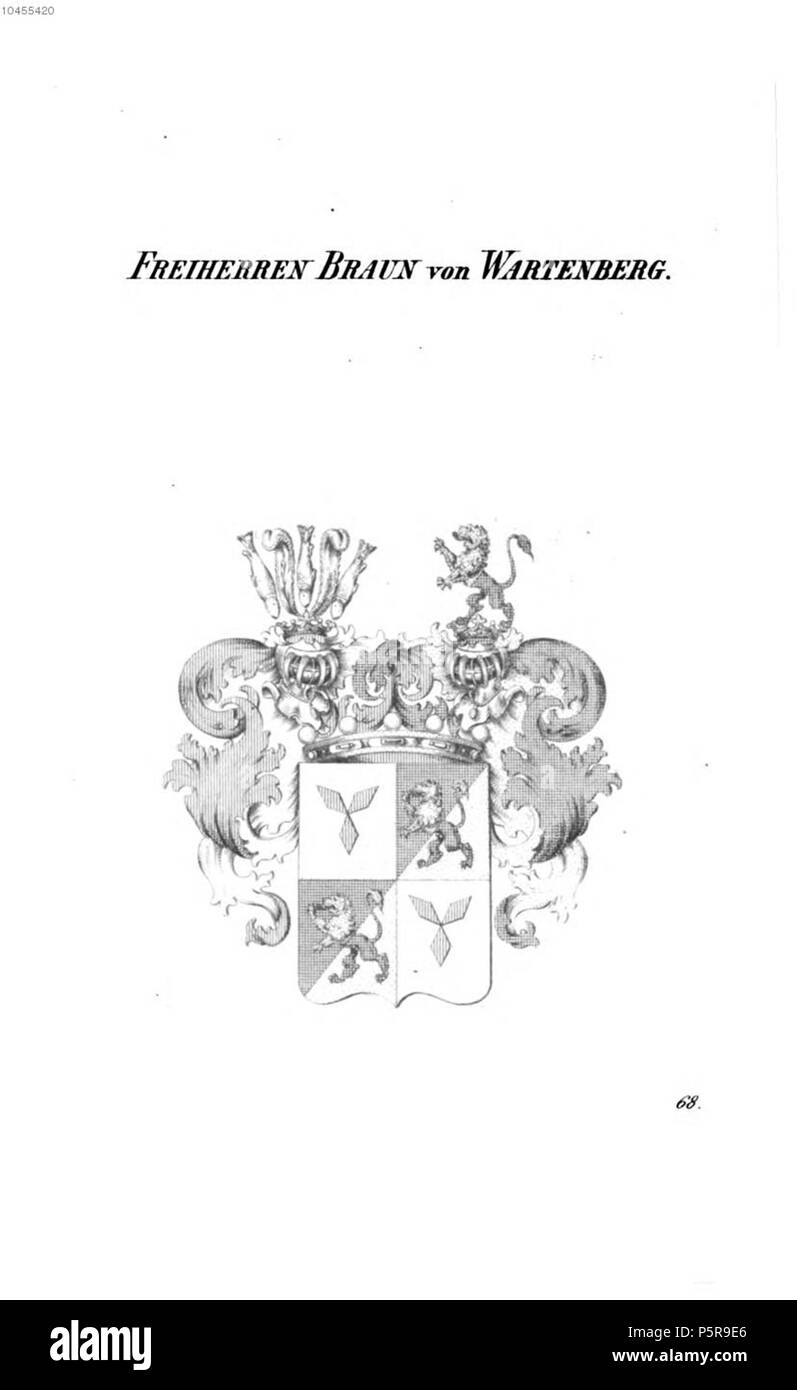 N/A. Wappen Braun von Wartenberg 2 - Tyroff AT.jpg . between 1831 and 1868. Unknown 231 Braun von Wartenberg 2 - Tyroff AT Stock Photo