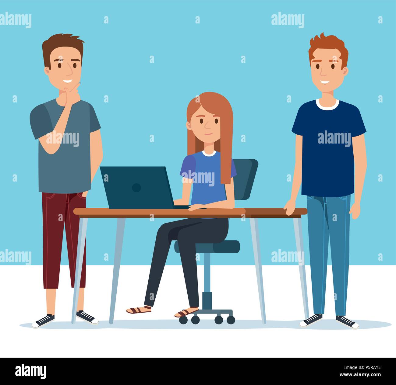 group of young people in the workplace avatars Stock Vector Image & Art ...