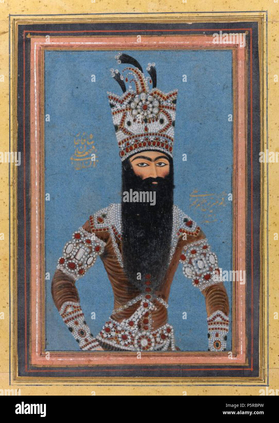 Portrait of Fath 'Ali Shah Qajar  circa 1815. N/A 242 Brooklyn Museum - Portrait of Fath 'Ali Shah Qajar - Mihr 'Ali Stock Photo
