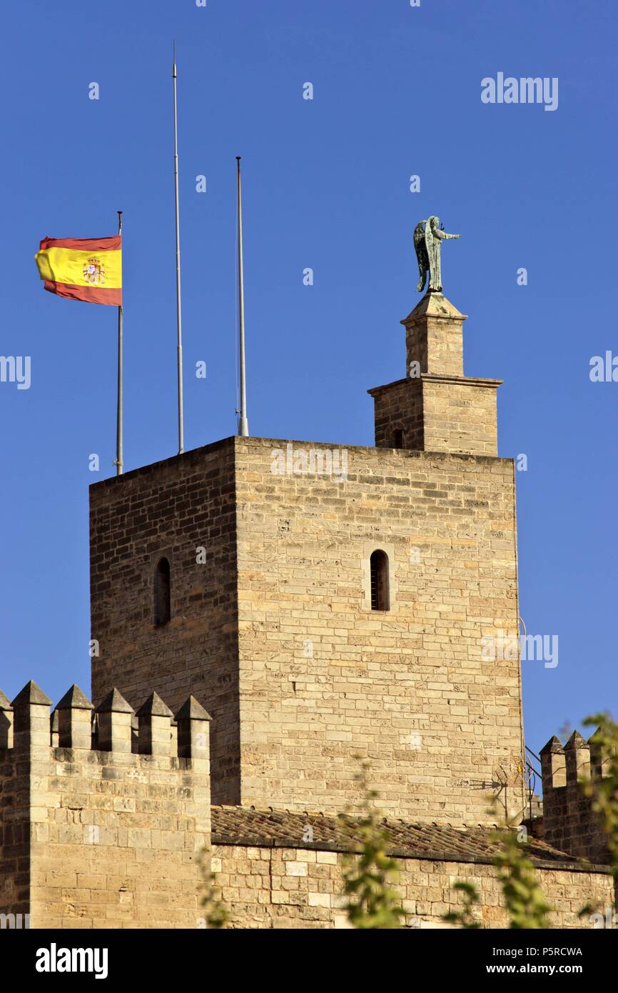 Torre del Angel año 1117.Palacio Real de la Almudaina , siglos XIII-XXI. Palma.Mallorca.Islas Baleares. Spain. Stock Photo