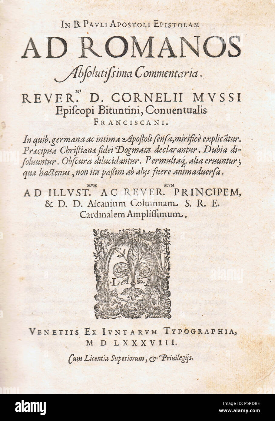 N/A. English: Scanned image of the title page of en:Cornelio Musso's ...