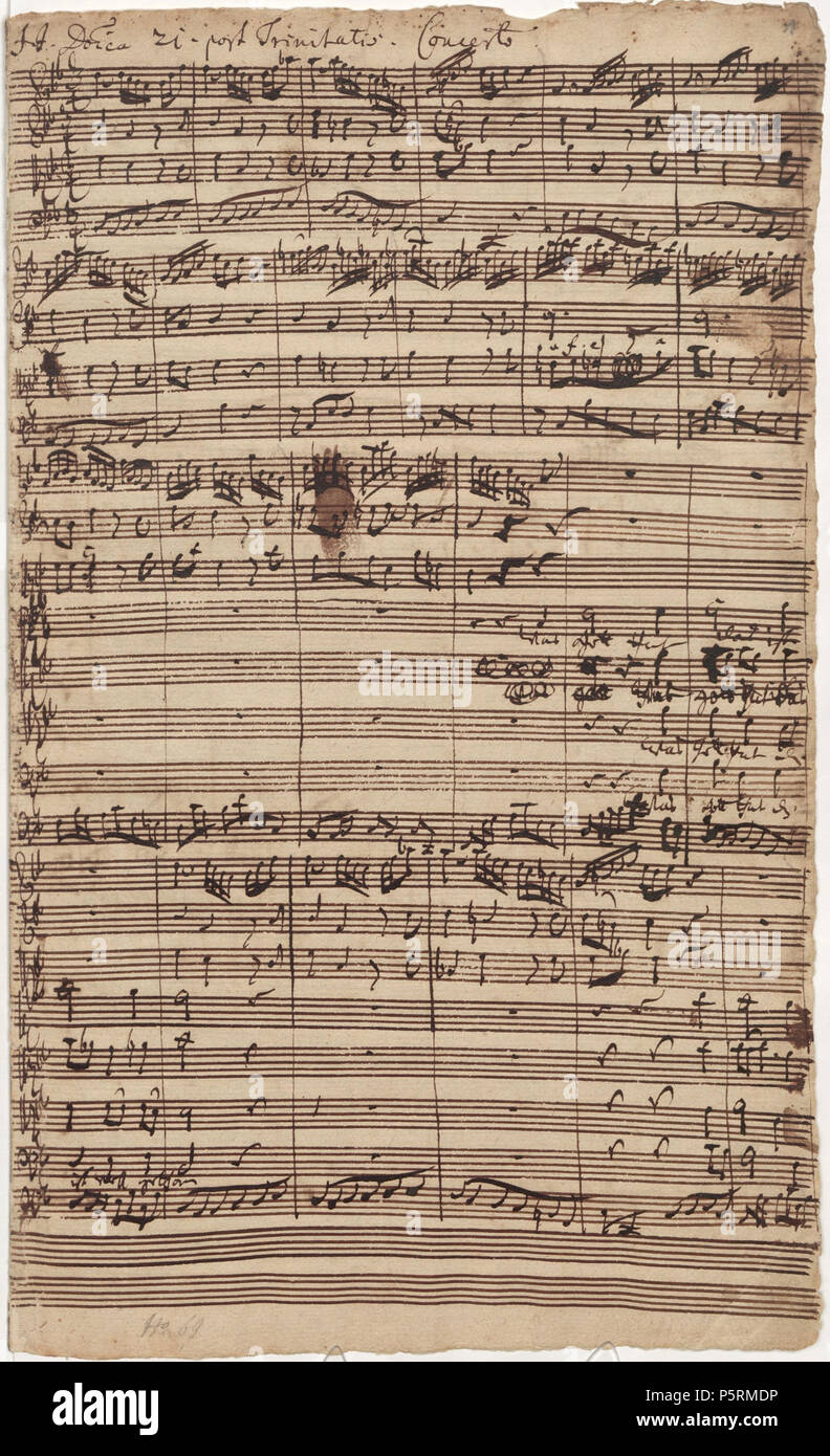 N/A. First page of autograph manuscript of the cantata Was Gott tut, das ist wohlgetan, BWV 98 by Johann Sebastian Bach . 1726. J. S. Bach 254 BWV98 autograph manuscript Stock Photo
