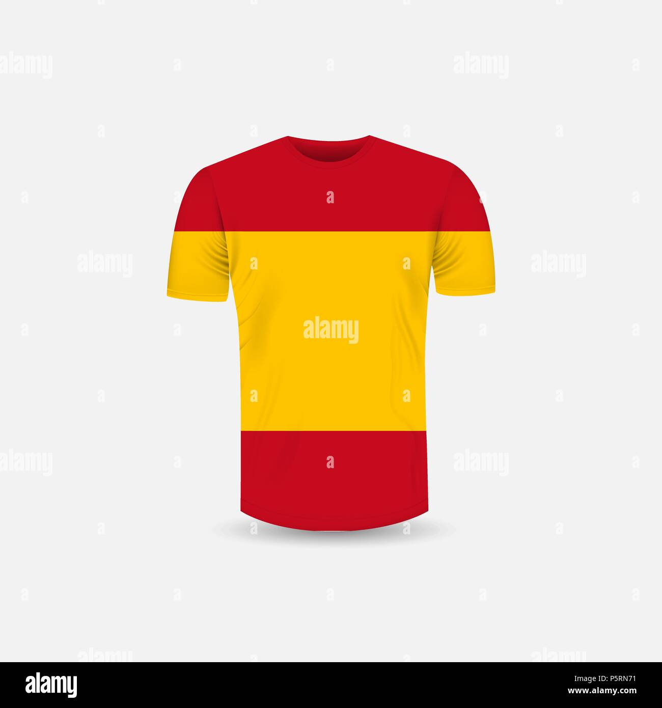 Men's T-shirt icon and Spain flag background.Round neck Jersey  background.Front view.Shadows and highlights mock-up templates.White jersey  mock up tem Stock Vector Image & Art - Alamy