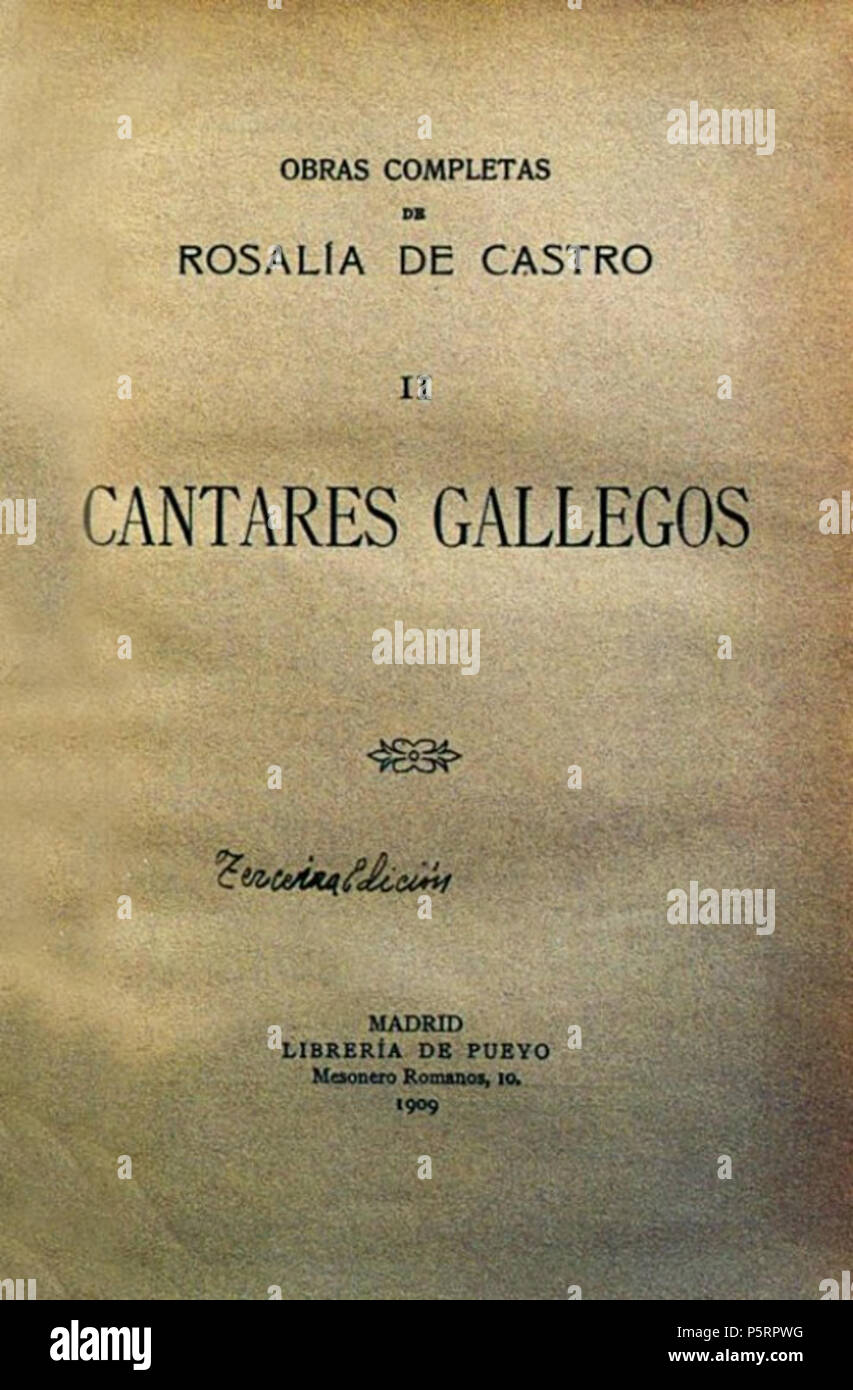 268 Cantares gallegos, 3ª edición, 1909. Obras completas de Rosalía de  Castro, tomo II Stock Photo - Alamy