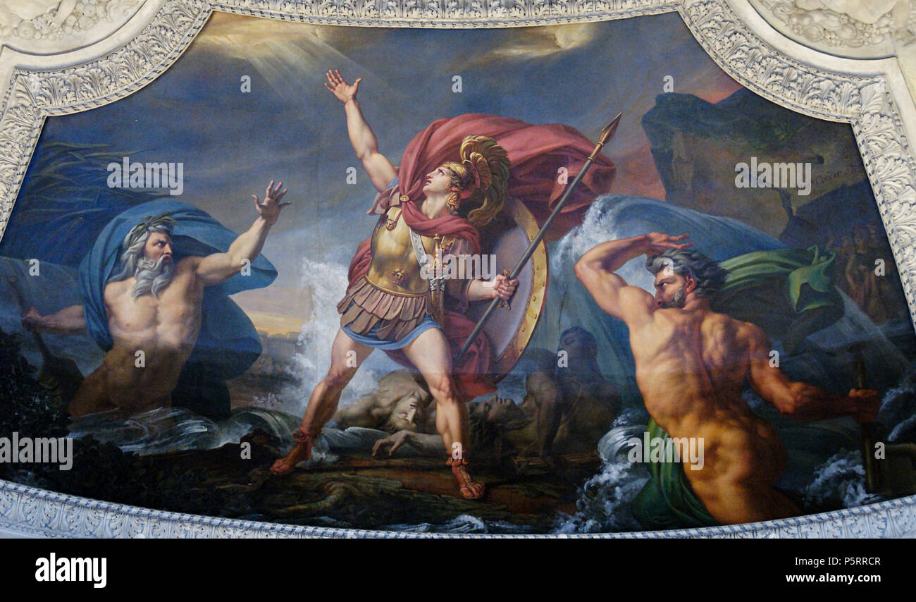 French L'Eau. Achille près d'être englouti par le Xanthe et le Simoïs