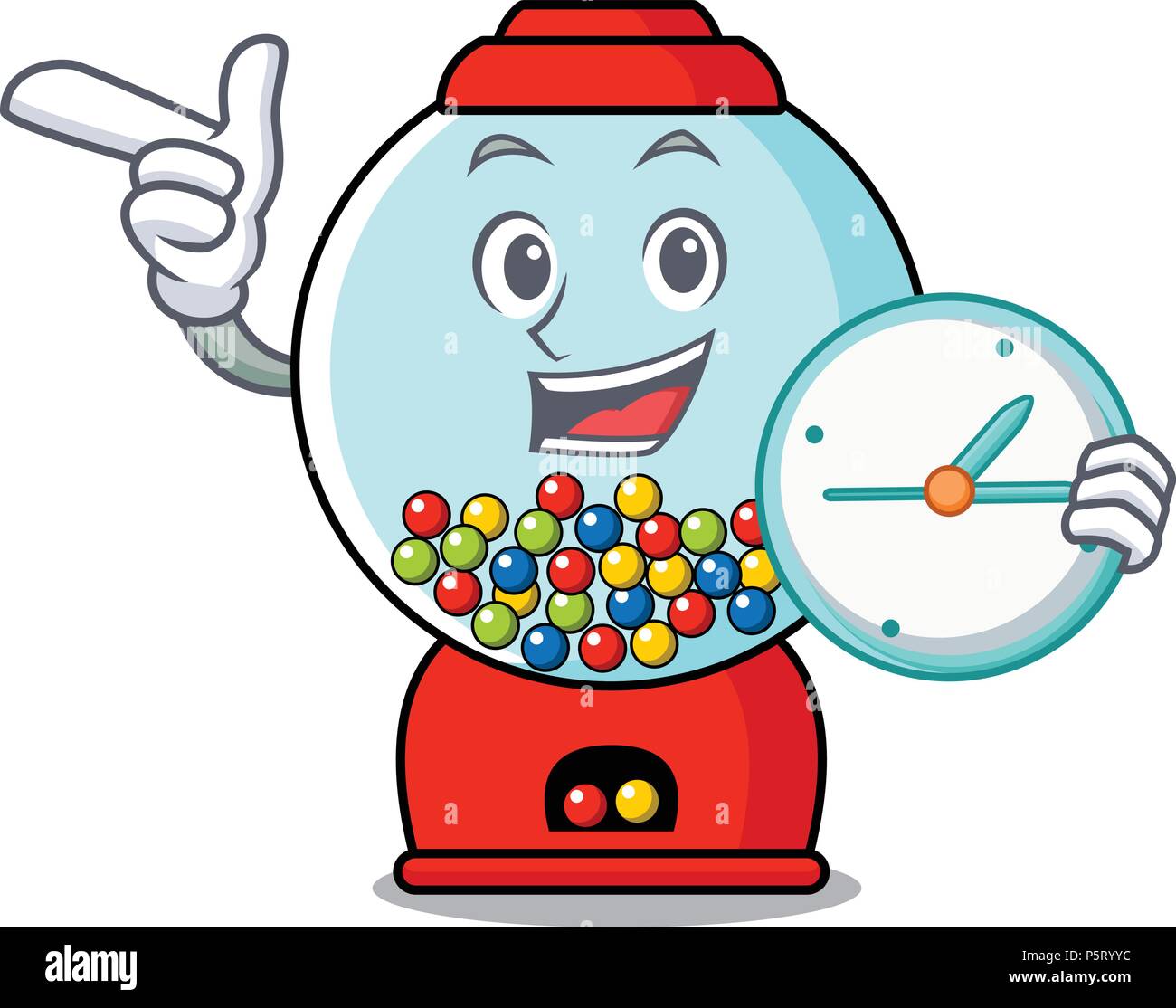 With clock gumball machine character cartoon Stock Vector Image & Art