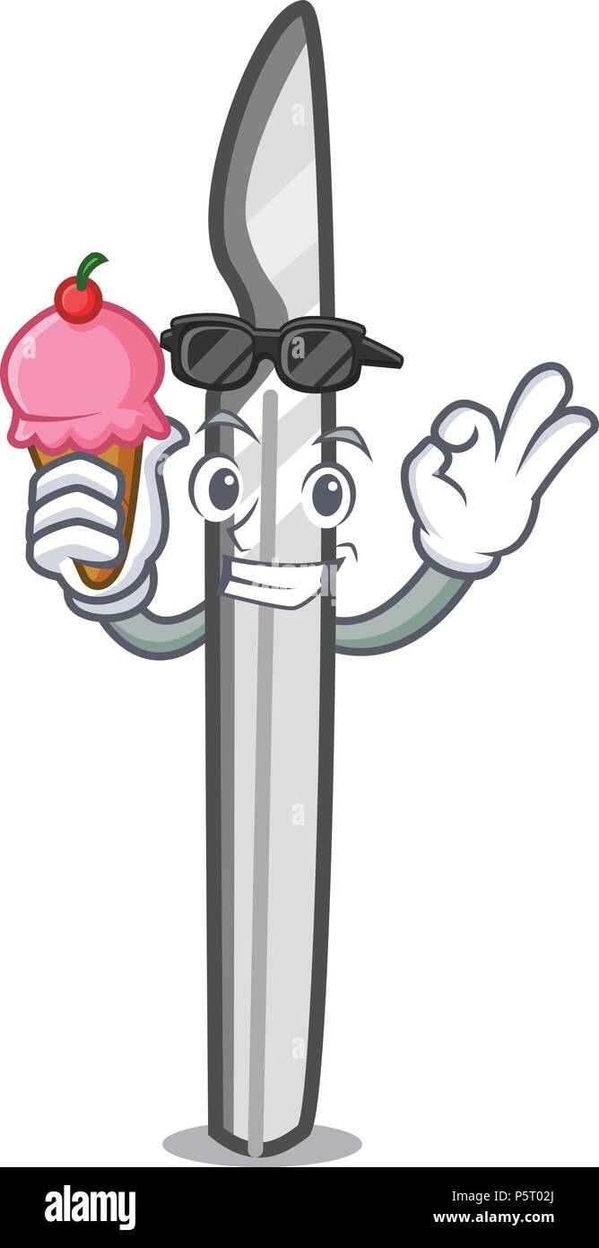 With ice cream scalpel character cartoon style Stock Vector