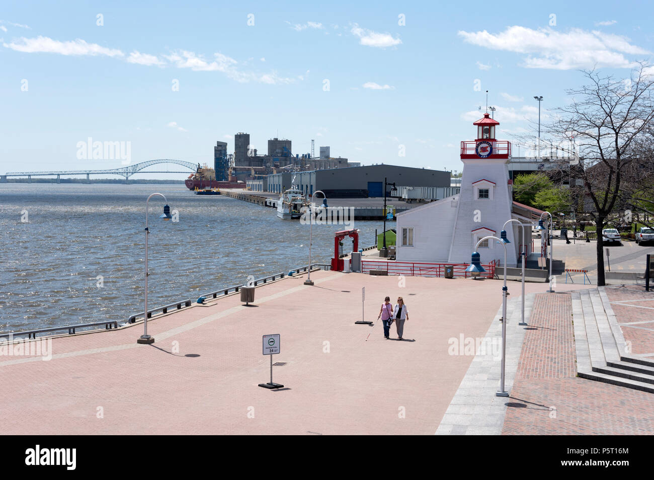 The St Lawrence River waterfront and the port, Trois-Rivieres, Quebec, Canada Stock Photo
