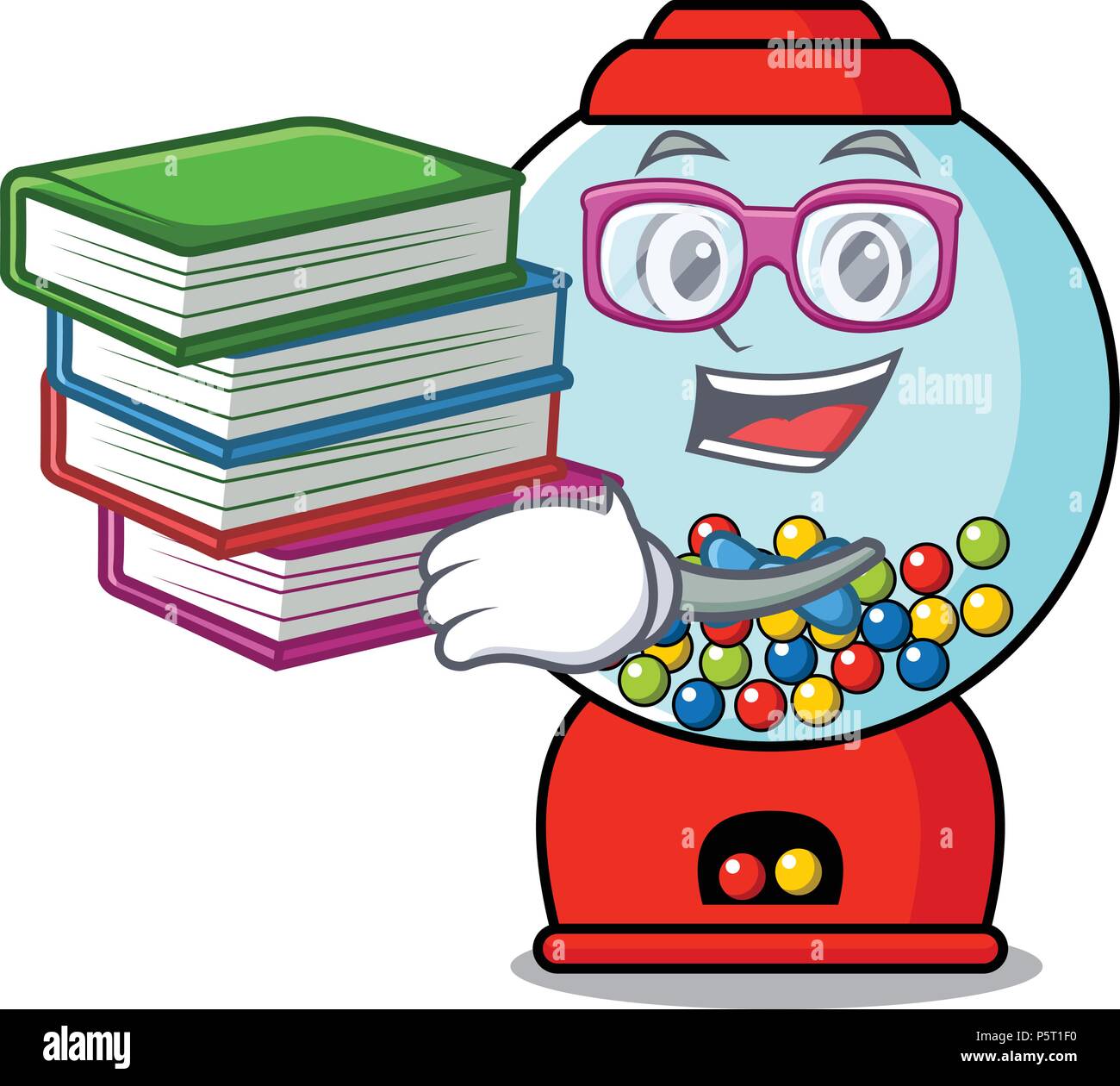 Student With Book Gumball Machine Mascot Cartoon Stock Vector Image Art Alamy