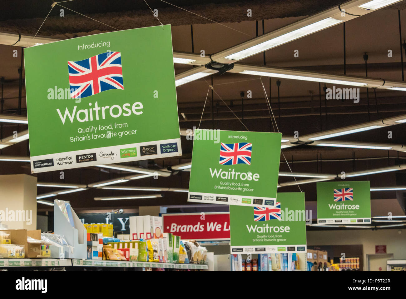 Waitrose products on sale in a supermarket in Victoria, Gozo, Malta. Stock Photo
