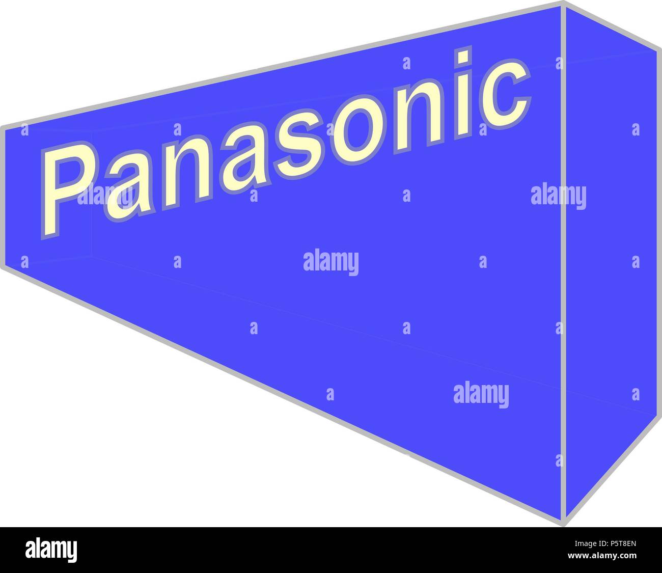 Panasonic Sign Sign Panasonic on blue background container Stock Photo - Alamy