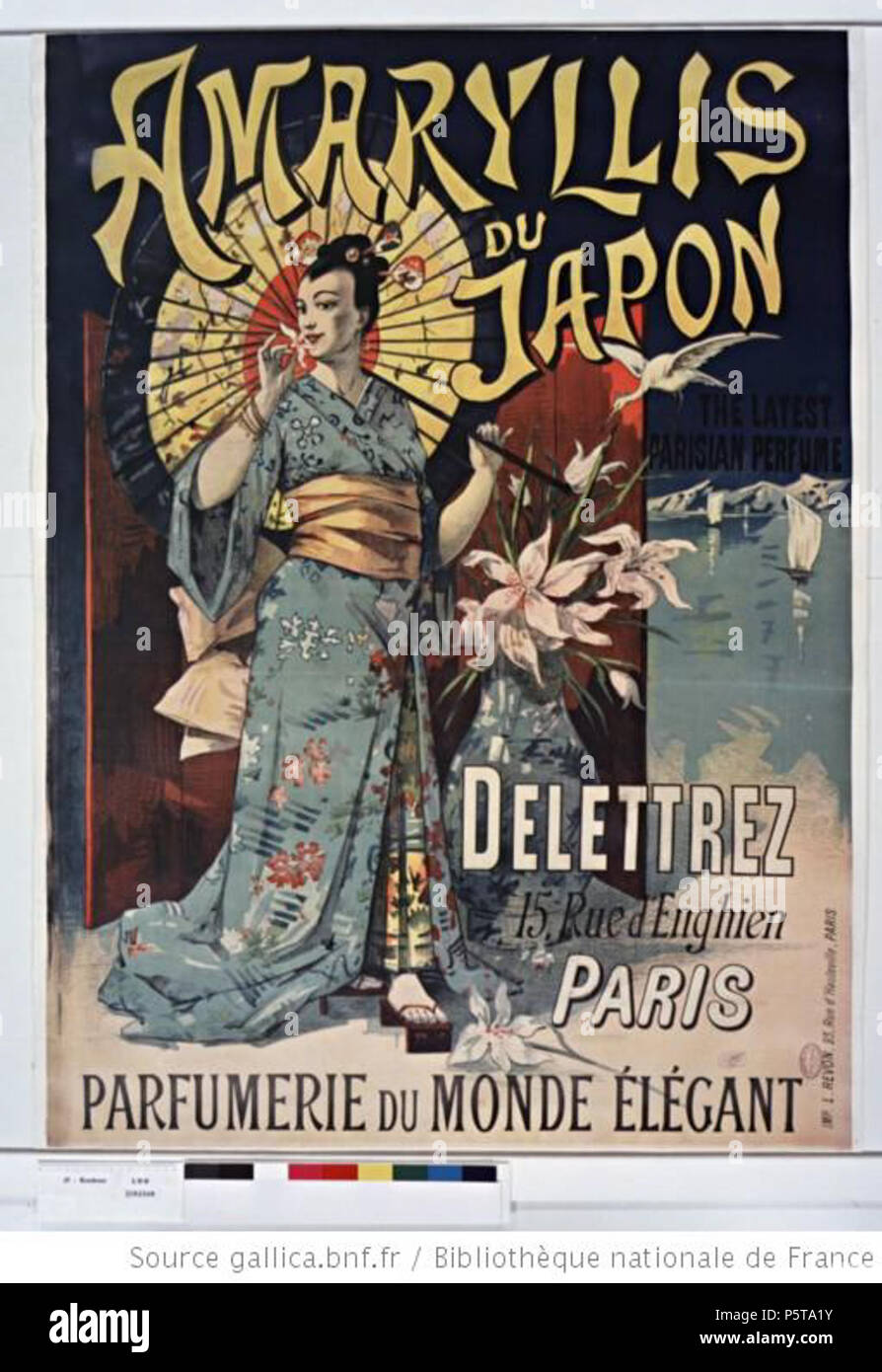 N/A. Simple English: Amaryllis du Japon, parfum nouveau, Delettrez Paris,  poster from L. Revon, printer in Paris. 1895. L. Revon / E. A. D. 433  Delettrez par Revon Stock Photo - Alamy