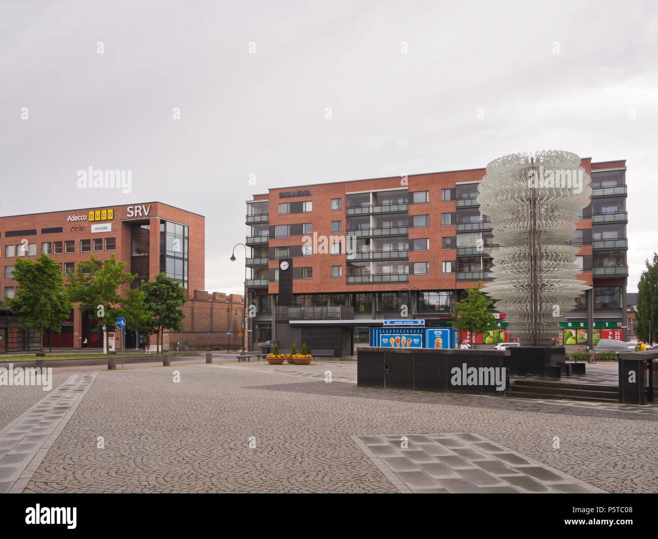 Apartment blocks around the Pellavantori square in Tampere Finland Stock Photo