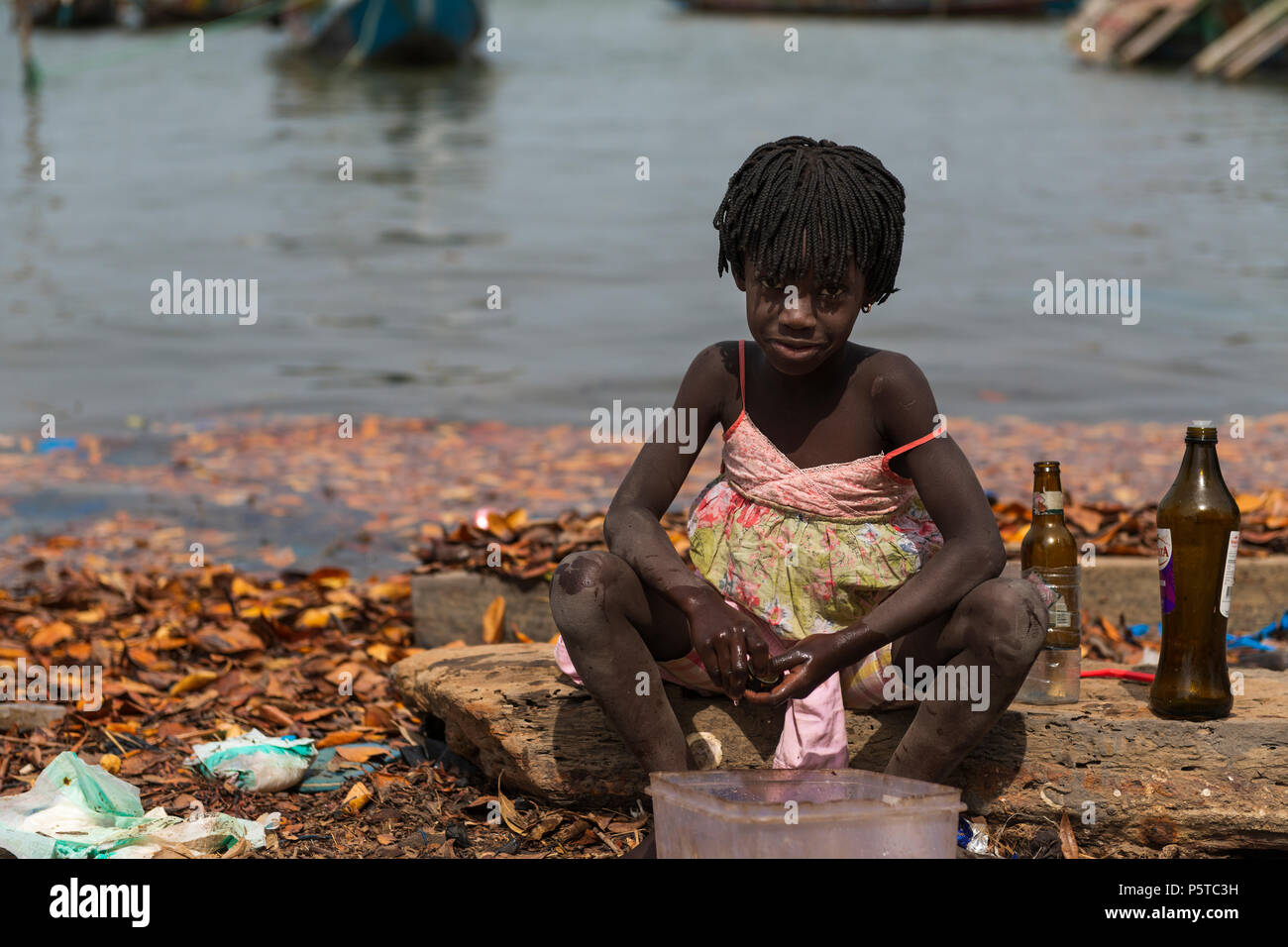 Cacheu, Republic of Guinea-Bissau - February 1, 2018: Young girl ...