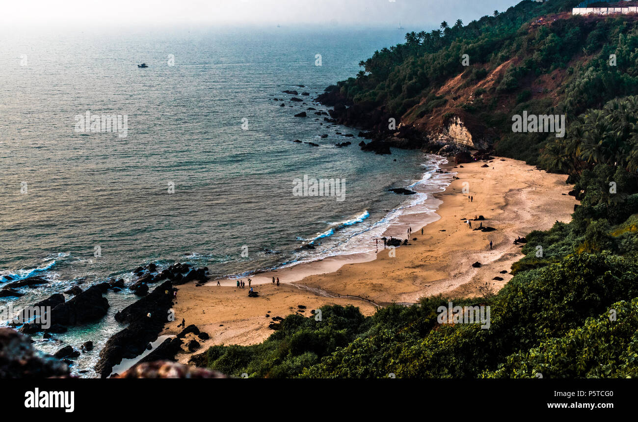 Aerial view of a small Natural Beach Stock Photo