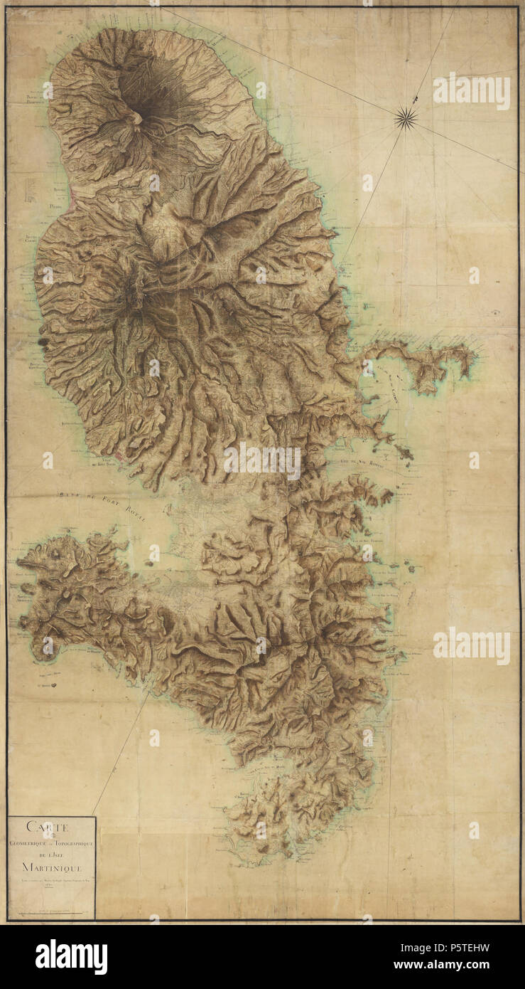 279 Carte géométrique et topographique de l'Isle Martinique (René Moreau du Temple, 1770) Stock Photo