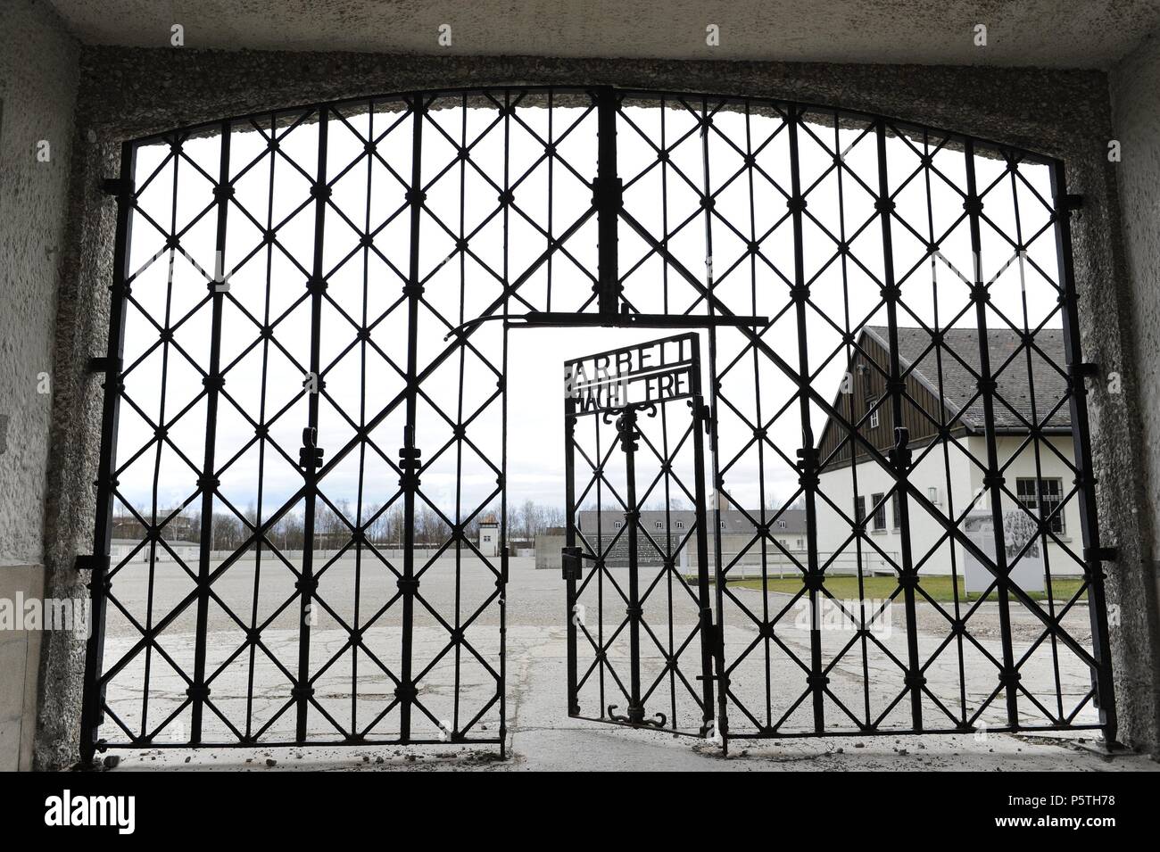 Dachau Concentration Camp. Nazi camp of prisoners opened in 1933. Main entrance. Germany. Stock Photo