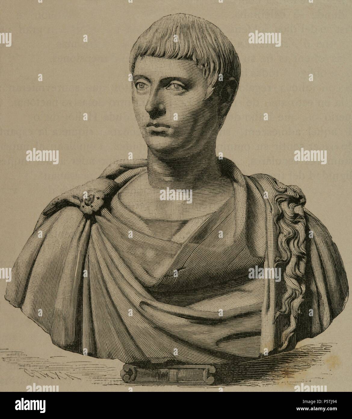 Elagabalus (Marcus Aurelius Antoninus Augustus) (203-222). Roman Emperor. Engraving in The  Illustrated World, 1880. Stock Photo