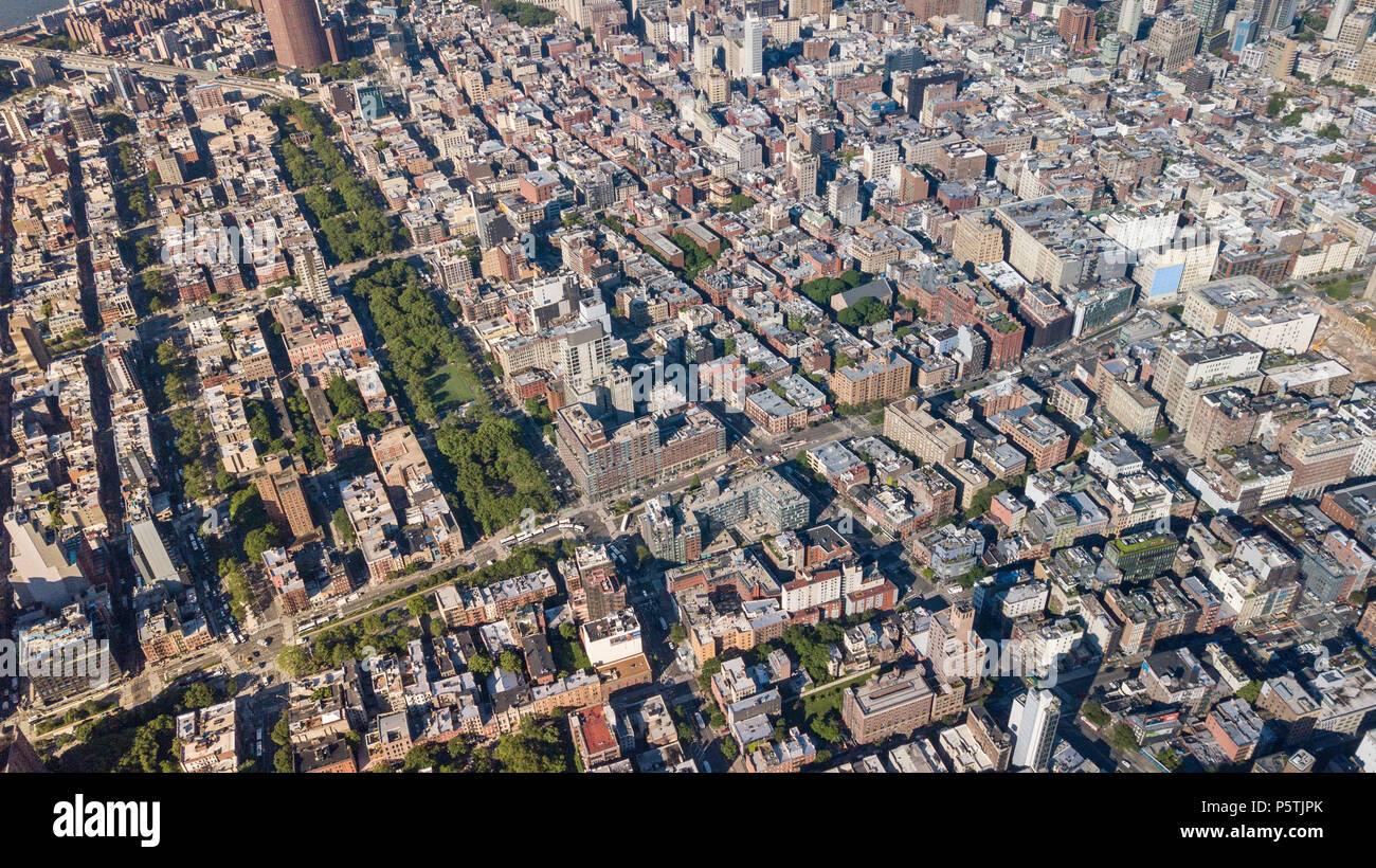 Aerial view of the Lower East Side and Chinatown, Manhattan, NYC, USA Stock Photo