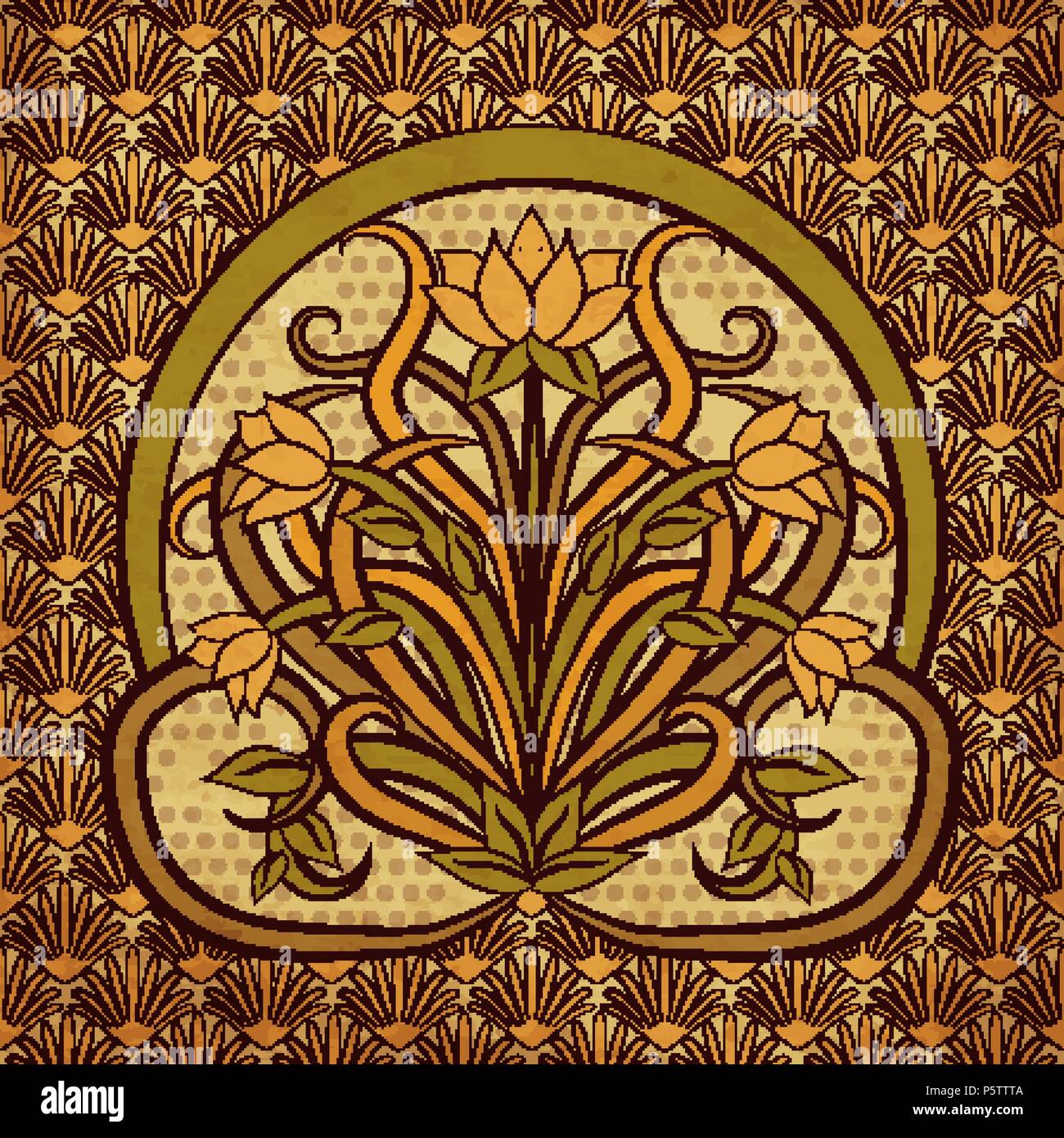 Floral wallpaper in art nouveau style, vector illustration Stock Vector ...