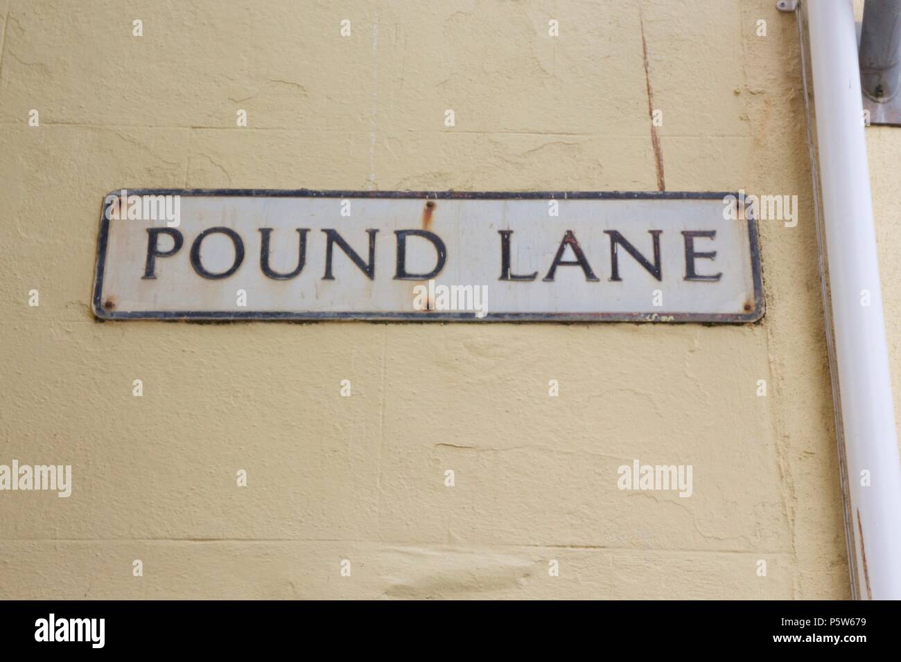 A road name sign in Teignmouth, South Devon called 'Pound Lane' Stock Photo