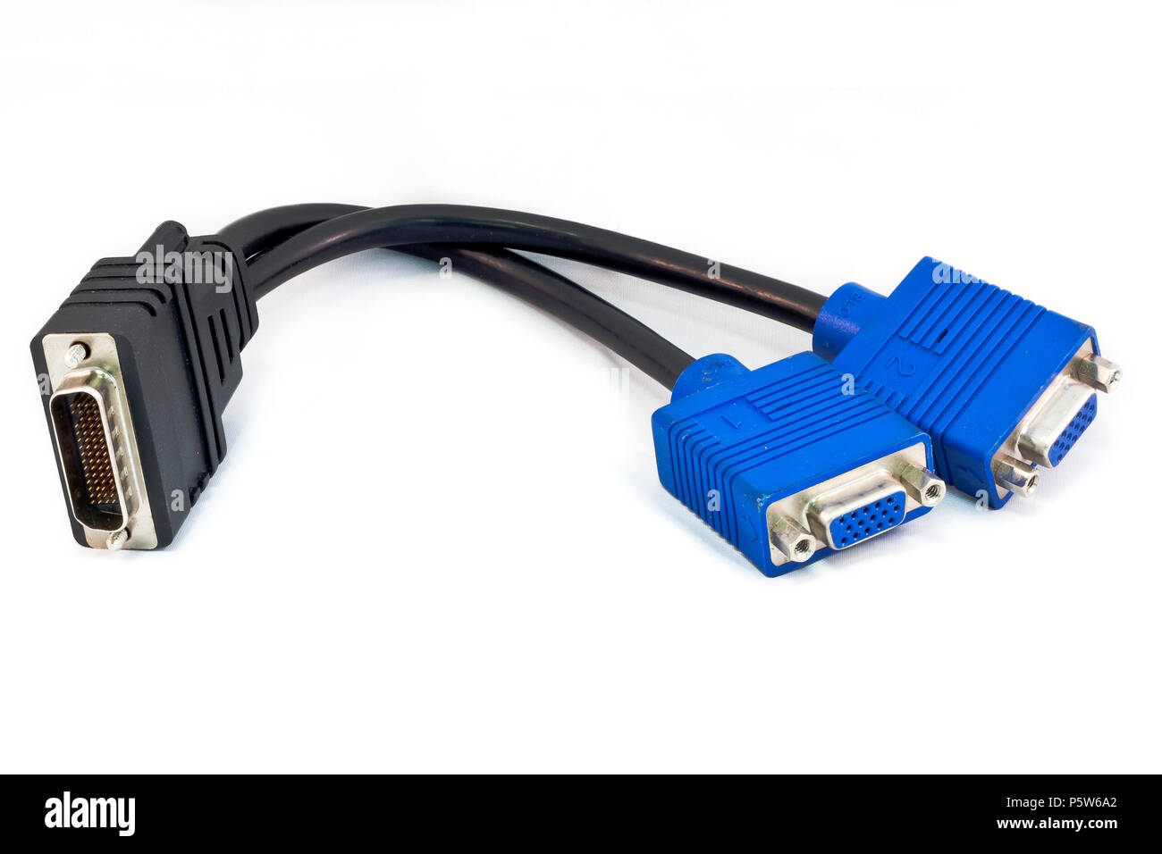 dual vga cable to connect two monitors to a computer on a white background  Stock Photo - Alamy