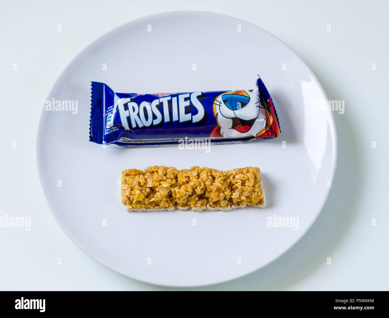 Frosties Cereal Bars On White Plate Stock Photo Alamy