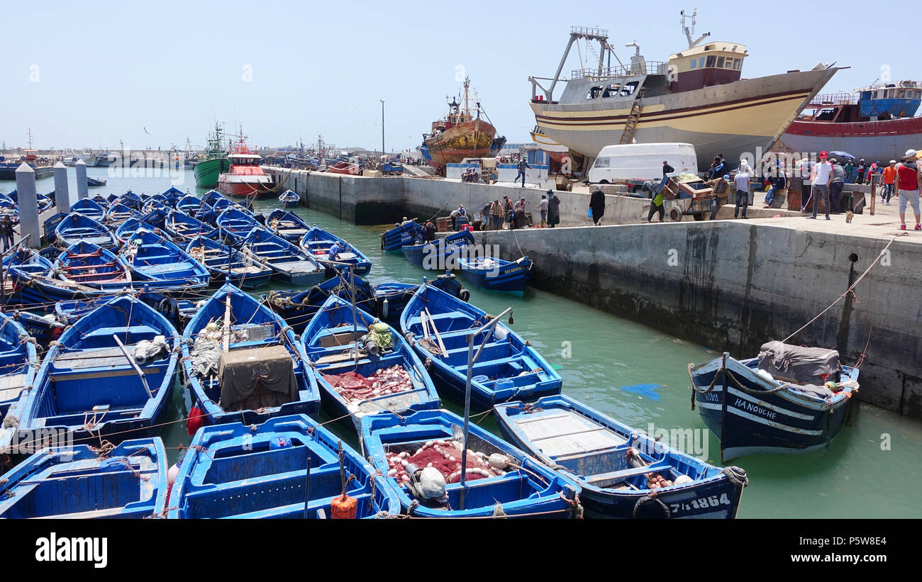 Traditional fishing boats in Essaouira, Morocco Stock Photo