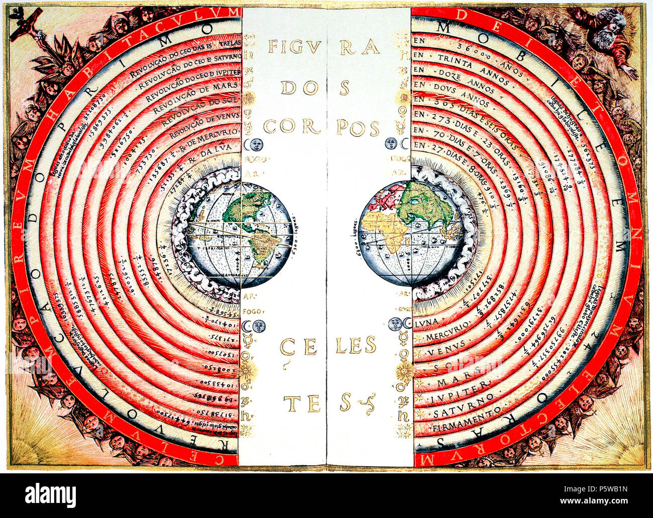 Earth Centered Model Na English Cosmic Map Using Geocentric Model 1568 Bartolomeu Velho 174 Figura Dos Copy P5WB1N